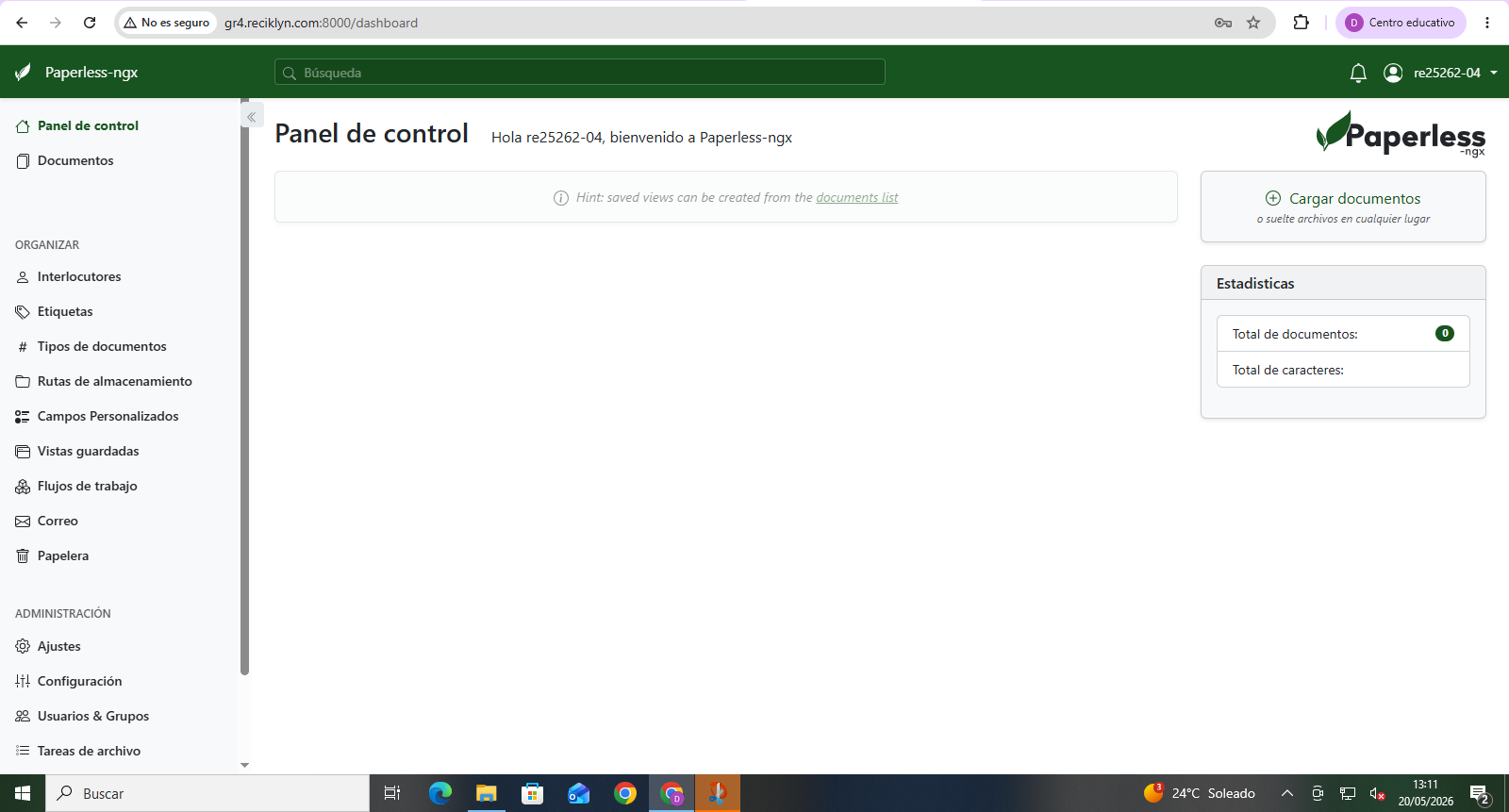 Paperless instalado en la VPS
